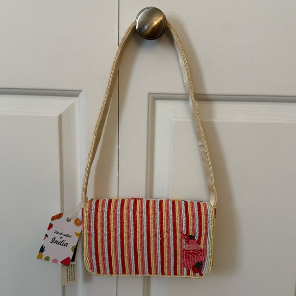 India Beaded Bag Colorful Tropical Fruits & Tropical Drink Cocktail Beverage - Picture 4 of 9